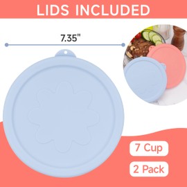 LUVCOSY 7 Cup Silicone Replacement Lids Storage Cover for Anchor Hocking Glass Bowls (Container not Included) 2 Pack Microwave, Dishwasher and Freezer Safe