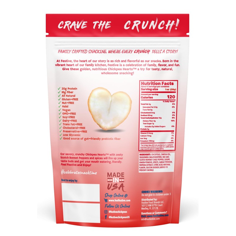 Festive Chickpeas - Garbanzo Hearts - Non-GMO Vegan Soy-Free -