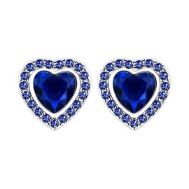 Mayfaith Cute Blue Heart-Shaped Zircon Jewelry, Comfortable Hypoallergenic Crystal Earrings for Women's, Gift for Wedding Engagement Valentine's Day YA4135-Blue