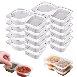 XUDUOO 10PCS Reusable Snack Containers, Snack Pots with Lids, Lunch box with compartments, Thickened and Portable Sauce Condiment, Mini Dip Containers for Picnic/Work
