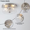 Litaddscen Hammered Glass Brushed Nickel Flush Mount Ceiling Light,2-Lights Modern