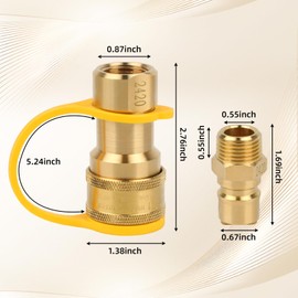 1/2 Inch Gas Quick Connect Kit, 100% Solid Brass Disconnect Connector with Male Insert Plug, 1/2 Inch Natural Gas Propane Quick Connect Adapter Disconnect Kit