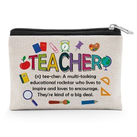 Teacher Appreciation Coin Purse Gift for Women Retirement Gift for Teachers from Students Thank You Presents Teacher Christmas Birthday Present Graduation Gifts for Teachers Zipper Change Pouch