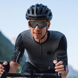 WASAIKKU Polarized Sports Sunglasses for Men Women Driving Fishing Golf Cycling with UV400 Protection Outdoor Sun glasses (Black matte frame with Black lens)