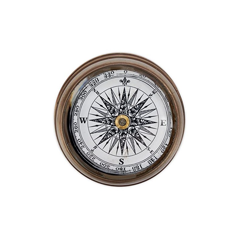 NKlaus Compass Brass Antique Glass Lid 6 cm Direction Indicator