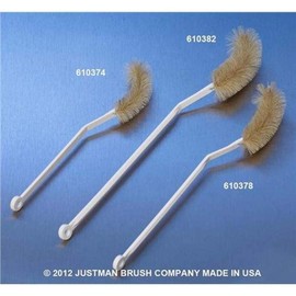 Justman Brush 610374 Flask Brush for 250mL Volumetric Flask, White Bristle, 1.375" Diameter, 3.5" Brush Length