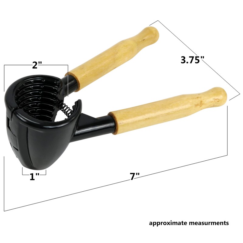 Iconikal Metal Body Wood Handle Plier Nutcracker, Black & Maple