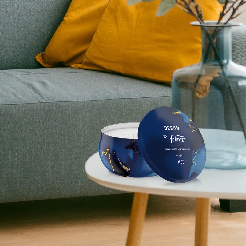 Febreze Scented Candle, Ocean Scent, 11 oz 4 Wick Candle,