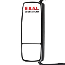 Goal 4" x 2" Mirror Stickers for Semi Trucks, Cars, and Automotive Vehicles - Get Out and Look Labels for Diesel Vehicles