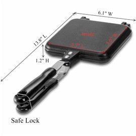 Cididu Hot Sandwich Maker, Sandwich Toaster Gas Stove, Double-sided Non-stick Frying Pan for Bread Cheese Pancake Breakfast, Stovetop Sandwich Grill Press Flip Pan for Camping Home