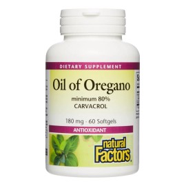 Natural Factors Aceite De Orégano 180 Mg 60 Softgels Sfn Sin Sabor