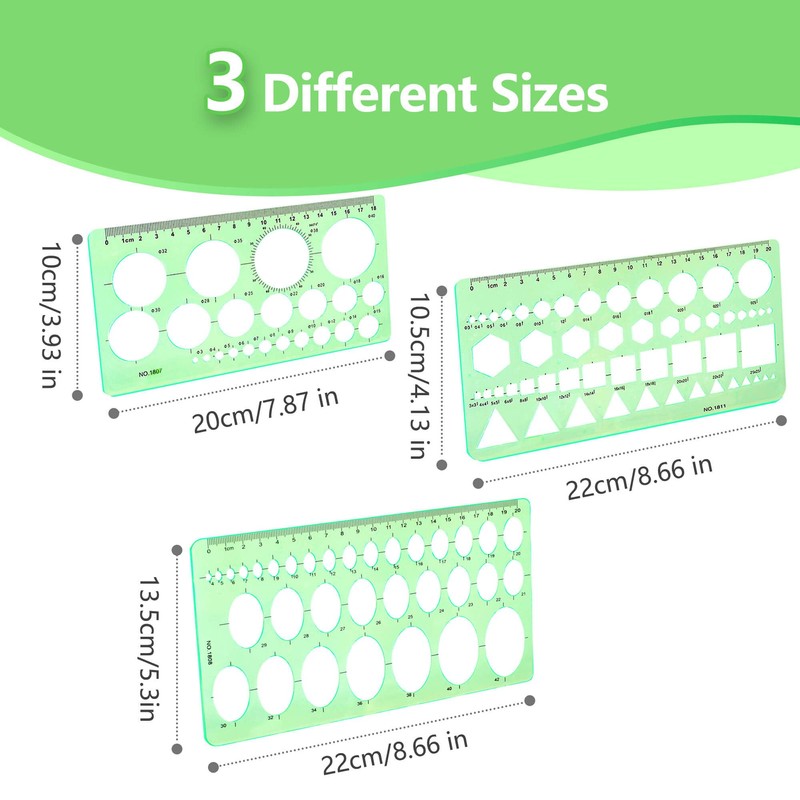 3PCS Circle Template，Plastic Circle Stencils, Geometric Circle Template for Drawing,