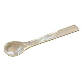 EDZARD Egg Spoon (Length 11 cm) Made of Real Sea Mother of Pearl (Pinctada Maxima), Handmade, 100% Natural Product, Square Top Handle, Mother of Pearl Spoon for Egg and Caviar