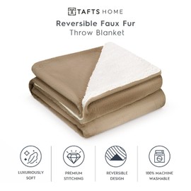 Tafts Throw Blankets - Faux Fur Blanket/Sherpa Blanket - Soft, Comfy and Fuzzy - Fluffy Fleece Blankets and Throws for Couch, Bed & Living Room - All Season - Blankets Throw Size - Nude Beige