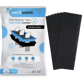 Vent Assist Activated Carbon Air Vent Filters for Home - 4" x 10" MERV 8 Electrostatic Floor Vent Filters That Trap Dust, Dirt, Smoke, Pollen, Hair - 90 Day Filtration (12 Pack)