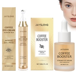 Caffeine Eye Serum Anti-Ageing, Eye Serum with Caffeine and Hyaluronic Acid, Anti-Ageing Eye Care Serum with 360° Massage Ball, Eye Cream Against Dark Circles and Swelling, Wrinkles and Fine Lines