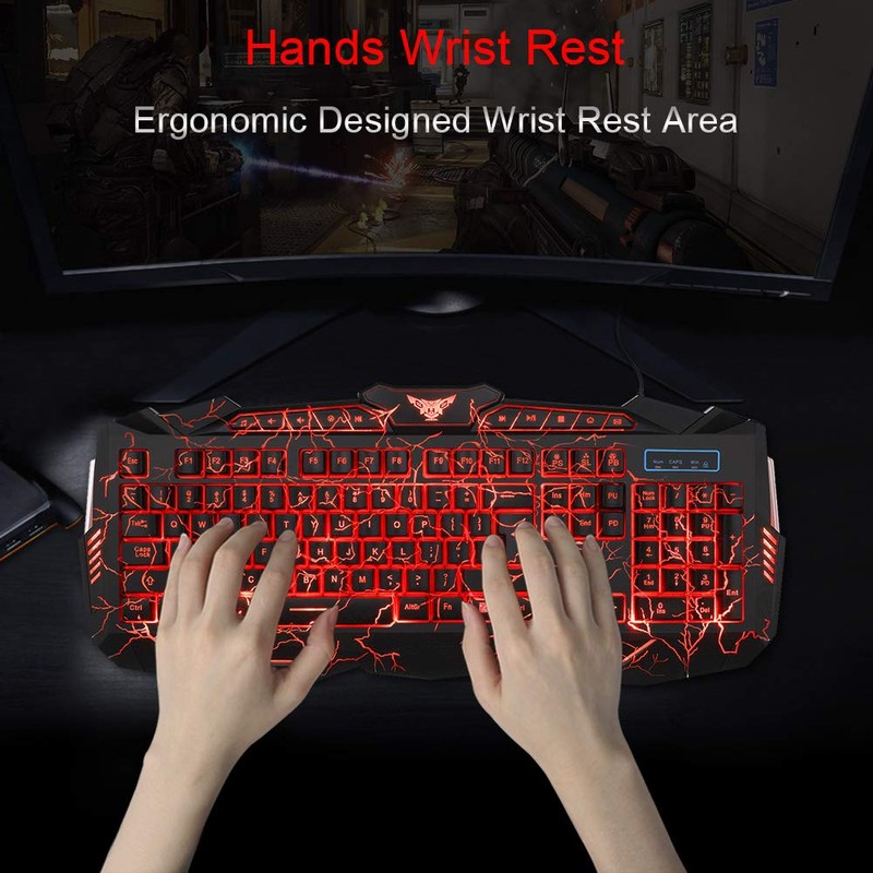 BlueFinger Backlit Gaming Keyboard and Mouse Combo,USB Wired Backlit Keyboard