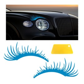 Dickno 2 PCS Car Headlight Eyelash Stickers, Cute Fake Eyelash Bumper Window Decal, Waterproof Auto Body Sticker, Universal Vehicle Exterior Decoration Accessories for Car SUV Truck (Blue)