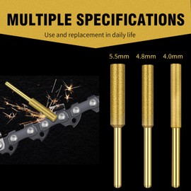 UOIENRT 18 Pcs High Hardness Diamond Chainsaw Sharpener, Titanium Plated Burr Stone File Kits in 3 Size Sharpening Wheels Chainsaw File for Chain Saw Stone Jewelry Wood (5/32'', 3/16'', 7/32'')