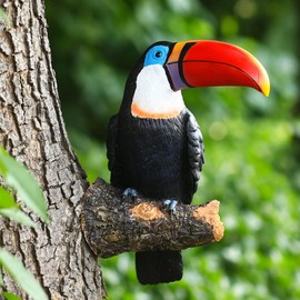 NORHOR Garden Statues,Garden Ornaments,Simulation Toucan Figurine,Resin Fake Birds Crafts Garden Animal Statue Tree Hanging Pastoral Decoration Pendant Outdoor Yard Decor.