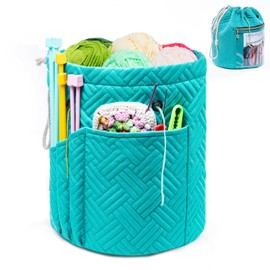 MYBAGZING Yarn Bag, Small Crochet Bag Organizer, Drawstring Yarn Storage Bags Yarn for Crocheting, Knitting Bag for Crochet Beginner,Yarn Holder, Yarn Bowl with Pocket for Crochet Accessories