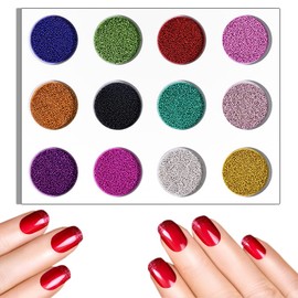 12 Colors Pearl Caviar Nail Decoration Micro Nail Beads Manicure Mini Beads for DIY 3D Nail Art Rhinestone Nail Decorations Nail Care Products