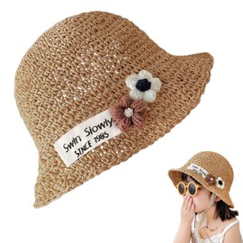 Umeloeo Straw Hat, Children, Baby Hat, Cute, Baby Sunshade, Wide Brim, UV Protection, Baby Hat, Bucket Hat, Sun Hat, Sun Protection, UV Protection, Girls, Kids, Newborns, Summer, Travel, Outing, Beach