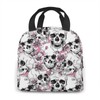 Hulnulnu Insulated Lunch Bag with Skull and Flowers Reusable Portable