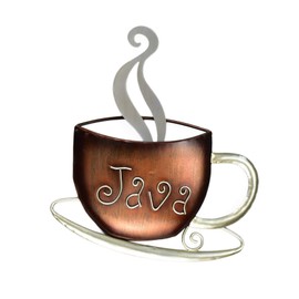 Aayla Metal Coffee Cup Wall Hanging Sculpture for Home, Kitchen, Restaurants and Shops - Brown and Champagne Color (14.75" H)