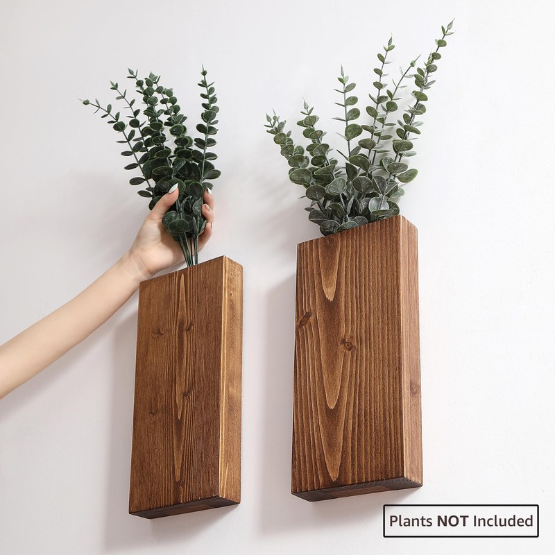 Wood Wall Planter Set of 2, Wood Wall Pocket for