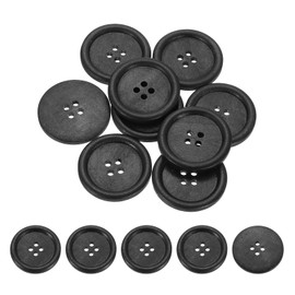 uxcell 50Pcs Wooden Buttons, 38mm(1 1/2") 4 Hole Round Wood Sewing Button Craft Flatback for Sewing DIY Craft Clothing, Black
