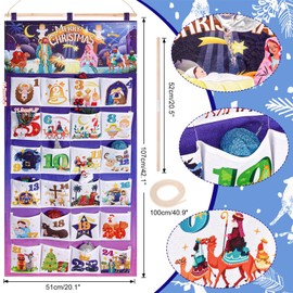HOWAF Nativity Advent Calendar, Fabric Christmas Advent Calendar (Countdown to Christmas), 24 Days Mystery Christmas Countdown Calendar with 24 Pockets, Religious Advent Calendar for Xmas Holiday Home Wall Decoration