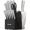 Astercook Knife Set Kitchen with Block and Sharpener Full Tang