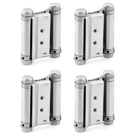 QWORK Heavy Duty Cafe Saloon Bars Door Swing Hinges, 4 Pack 3" Stainless Steel Self Closing Swing Hinges, Double Action Spring Door Hinges
