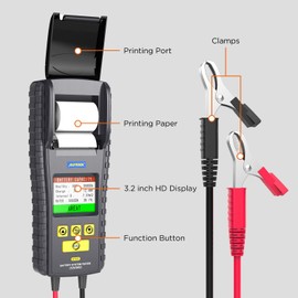 BT-860 Car Battery Load Tester with Printer and Temperature Monitoring, Trucks Automotive 12V/24V 100-2000 CCA Battery Analyzer for Cranking Charging System