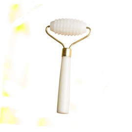 Beavorty Elegant Single Head Jade Roller Natural Facial Massager Metal Handle Face Care Massager Roller Tool