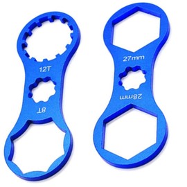 ZHAOYCSH 2PCS Bicycle Front Fork Repair Tool - Blue Fork Cap Wrench for XCR/XCM/XCT/RST/Suntour MTB & Road Bikes, Double Head Suspension Fork Shoulder Cap Removal & Installation Tool