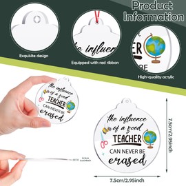 Suzile 36 Pcs Teacher Christmas Ornaments Christmas Inspirational Gifts Friendship Teacher Gift Round Acrylic Hanging Decoration Christmas Tree Ornaments Birthday Friend Xmas Gift(Teacher)