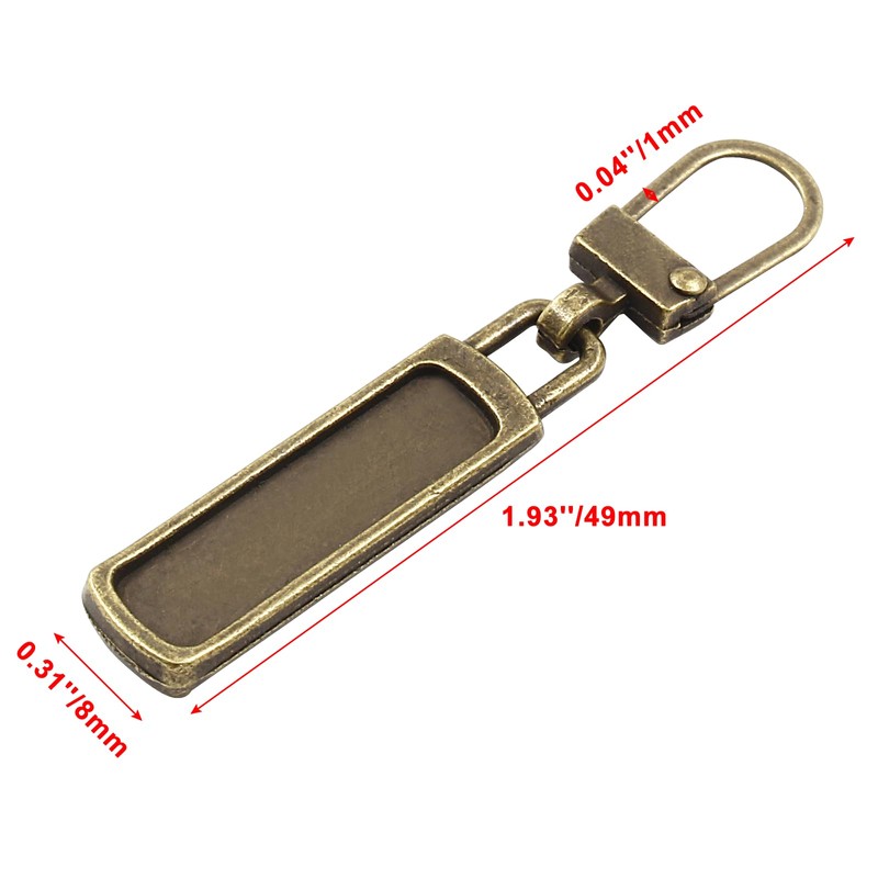 Zorveiio 6pcs Antique Bronze Zipper Pull Replacement, 1mm Thickness Detachable