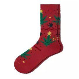Crocs Hemp Leaf Crocs Socks S/M Crew Holiday Seasonal Christmas Hosiery 4/20 NEW