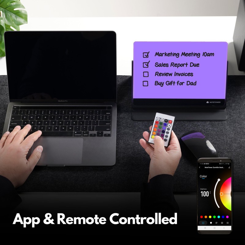 Note Tower LED Color Changing Desktop Whiteboard with Premium PU