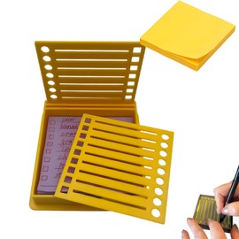 Sticky Note Stencil Template, Sticky Notes Dispenser, Reusable Note Organizer, 3x3 Sticky Pads Dispenser with Stencil, for 3x3 Self-Sticky Note Pads, for Office and Home (Yellow)