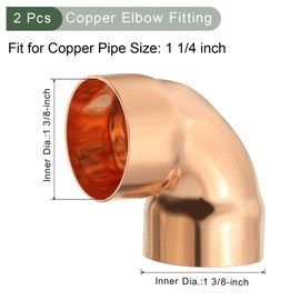 YOKIVE 1 Pcs Elbow Copper Fitting, 90 Degree Copper Pipe Fitting C x C Short Radius Tube Connector, Great for HVAC Refrigeration (1 1/4" Nominal Size)