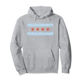 Vintage Chicago Flag Hoodie Men Women Souvenir Gift Pullover Hoodie
