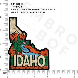EMBRO BOF Proud Idaho Patch - 4 pulgadas, parches de estado de gemas Cool Heritage - parches bordados para coser y planchar Idaho para chaquetas