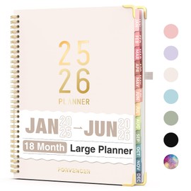 Forvencer Daily Planner 2025-2026, 18 Month Academic Planner, 8.5" x 11", Weekly and Monthly Planner, Jan 2025 - Jun 2026, Hardcover Day Planner, Spiral Agenda Book with Colorful Tabs, Office Home School Supplies, A4, Beige