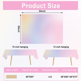 Naozinebi Pastel Gradient Washable Tablecloth 60x84 Inch Pastel Rainbow Birthday Party Decorations Pastel Table Cover Bachelorette Party Supplies for Rainbow Baby Shower Wedding Preppy Supplies