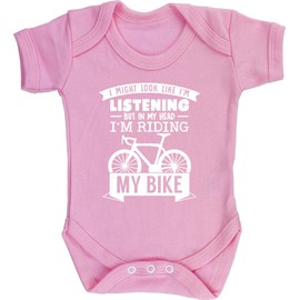 Hippowarehouse I Might Look Like I'm Listening But In My Head I'm Riding My Bike baby vest bodysuit (short sleeve) boys girls