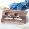 Unbranded Engraved Flip Wooden 2 Ring box for wedding Solid