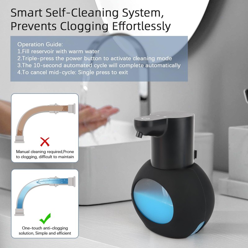 Automatic Soap Dispenser, 420 ml, Wall Mounting, USB C with